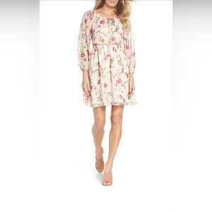 ADRIANNA PAPELL Ivory Bonita Oasis Dress Cottagecore Feminine Romantic Size 12